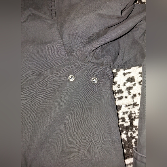 Gap Vintage 2003 Black Cotton Mac Trench Coat - Mod Floral Lining - Size M - Picture 8 of 16